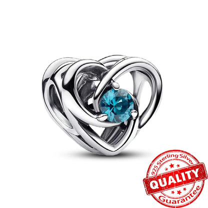 Charm de Plata 925 Trébol Azul Degradado y Flor Iris Rosa – Abalorio Elegante para Pulseras Originales