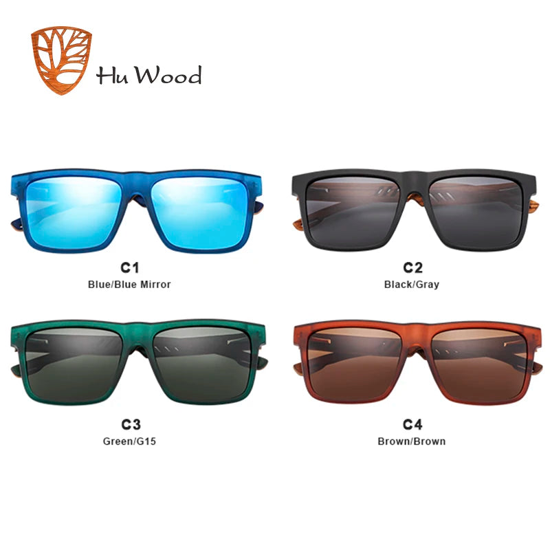 HU WOOD Gafas de Sol Cuadradas Polarizadas para Hombre | UV400 Alta Calidad Conducción y Deporte