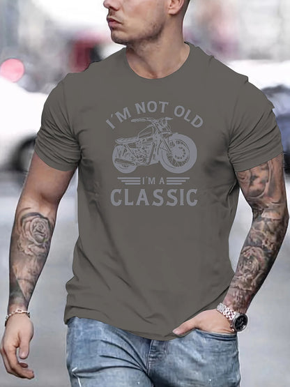 Camiseta Oversize de Verano 100% Algodón para Hombre | Estilo Motociclista con Estampado Clásico y Cuello Redondo
