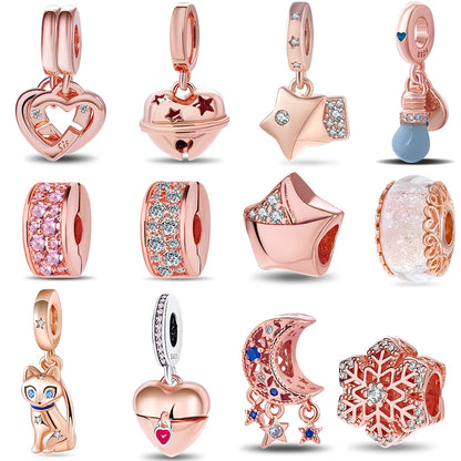 Charm Colgante Pareja Plata 925 y Oro Rosa | Compatible Pandora Original | Pulsera o Collar Mujer