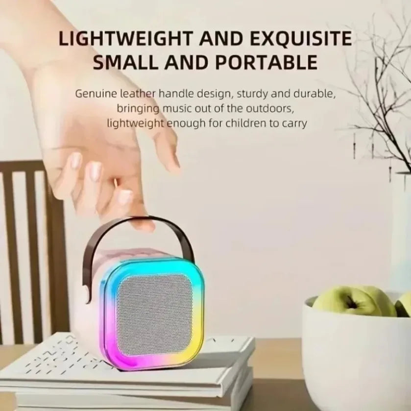 XIKCU Máquina de Karaoke portátil – Parlante con luces RGB + 2 micrófonos inalámbricos para fiestas y cumpleaños