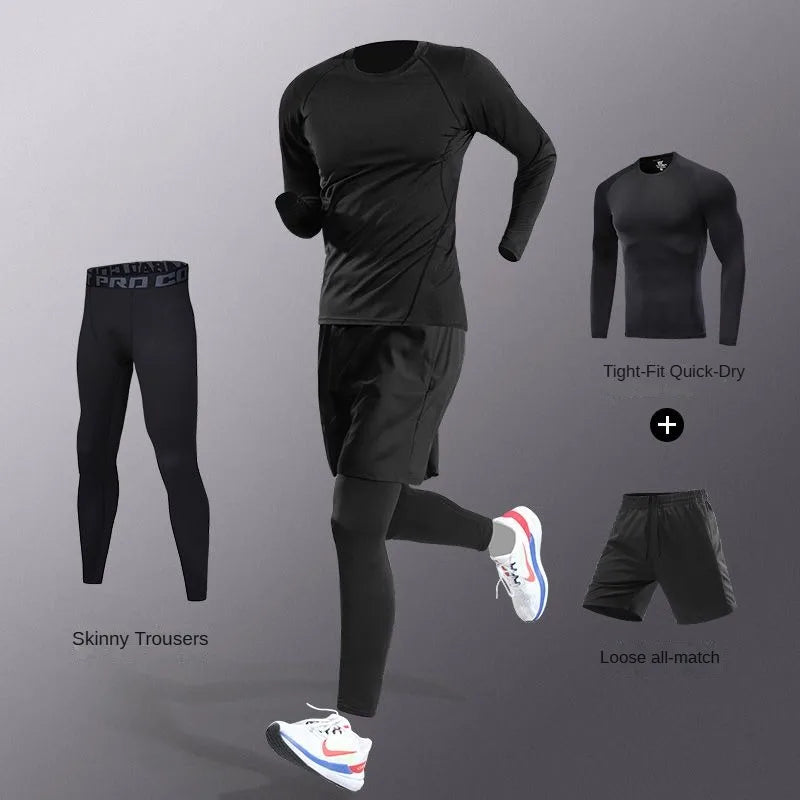 Conjunto Deportivo de Hombre 3-7 Piezas – Tracksuit Completo de Fibra Ice, Secado Rápido para Running, Gym, Ciclismo y Fitness
