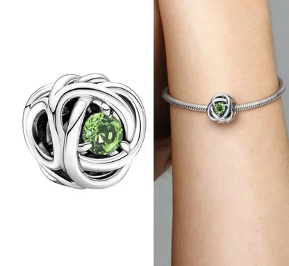 Charm Corazón con Piedras de Nacimiento en Plata 925 – Abalorios Eternity para Pulseras Originales Mujer
