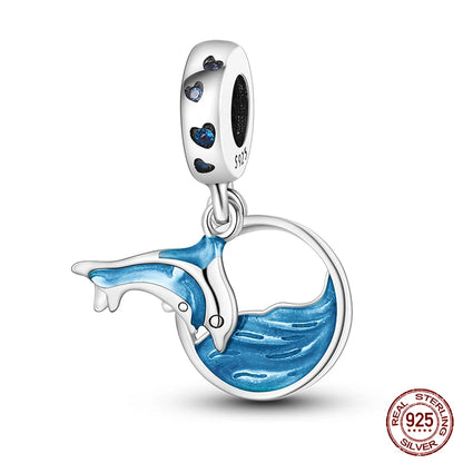 Charm Serie Océano en Plata 925 – Abalorios Tortuga, Cangrejo y Sirena para Pulsera Original Mujer