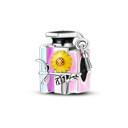 Charm Botella de Perfume en Plata 925 con Corona Rosa – Abalorio Romántico para Pulseras Tipo Qikaola, Regalo San Valentín