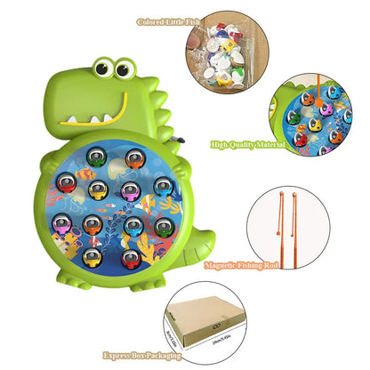 Juguete de Pesca Magnética Dinosaurio – Juego Educativo Montessori con Caña para Niños y Bebés