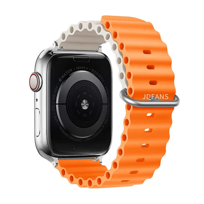 Correa Ocean Band Compatible con Apple Watch | Pulsera Deportiva Ajustable 49mm 45mm 44mm 41mm 40mm Series SE 3 6 7 8 9 10 Ultra