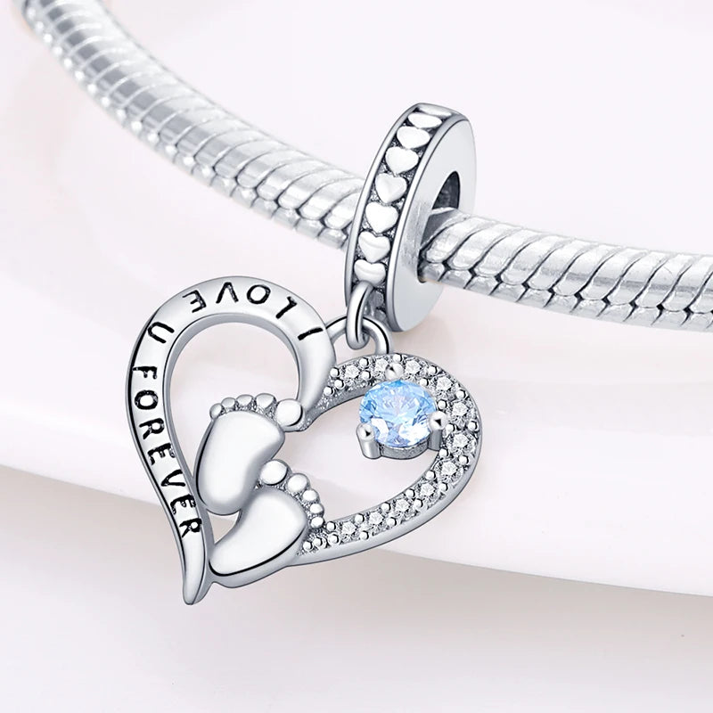 Charm Corazón Mamá e Hija en Plata 925 – Colgante Clásico para Pulseras Tipo Pandora, Regalo Día de la Madre