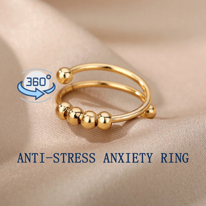 Anillo Giratorio Anti Estrés de Acero Inoxidable – Spinner Ring Unisex para Ansiedad y Relajación