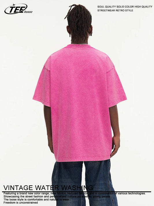 Camiseta Oversize de Verano – T-shirt Vintage Y2K Unisex, Algodón, Manga Corta, Cuello Redondo