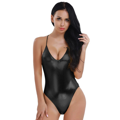 Body Mujer 2025 | Lencería Sexy de PU con Escote Profundo y Monokini