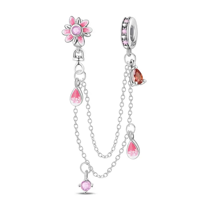 Charm Espejo Mágico Princesa Ángel Rosa en Plata 925 – Beads Compatibles Pandora Mujer Joyería DIY