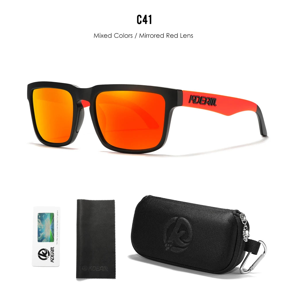 Gafas de Sol Polarizadas KDEAM Unisex | Diseño Cuadrado Casual con Estuche Rígido