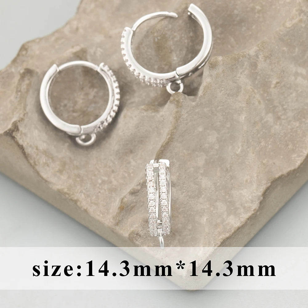 GUFEATHER 6pcs Accesorios de Joyería MG23 | Ganchos Cierre con Zirconias, Cobre Chapado en Oro 18K y Rodio PVD