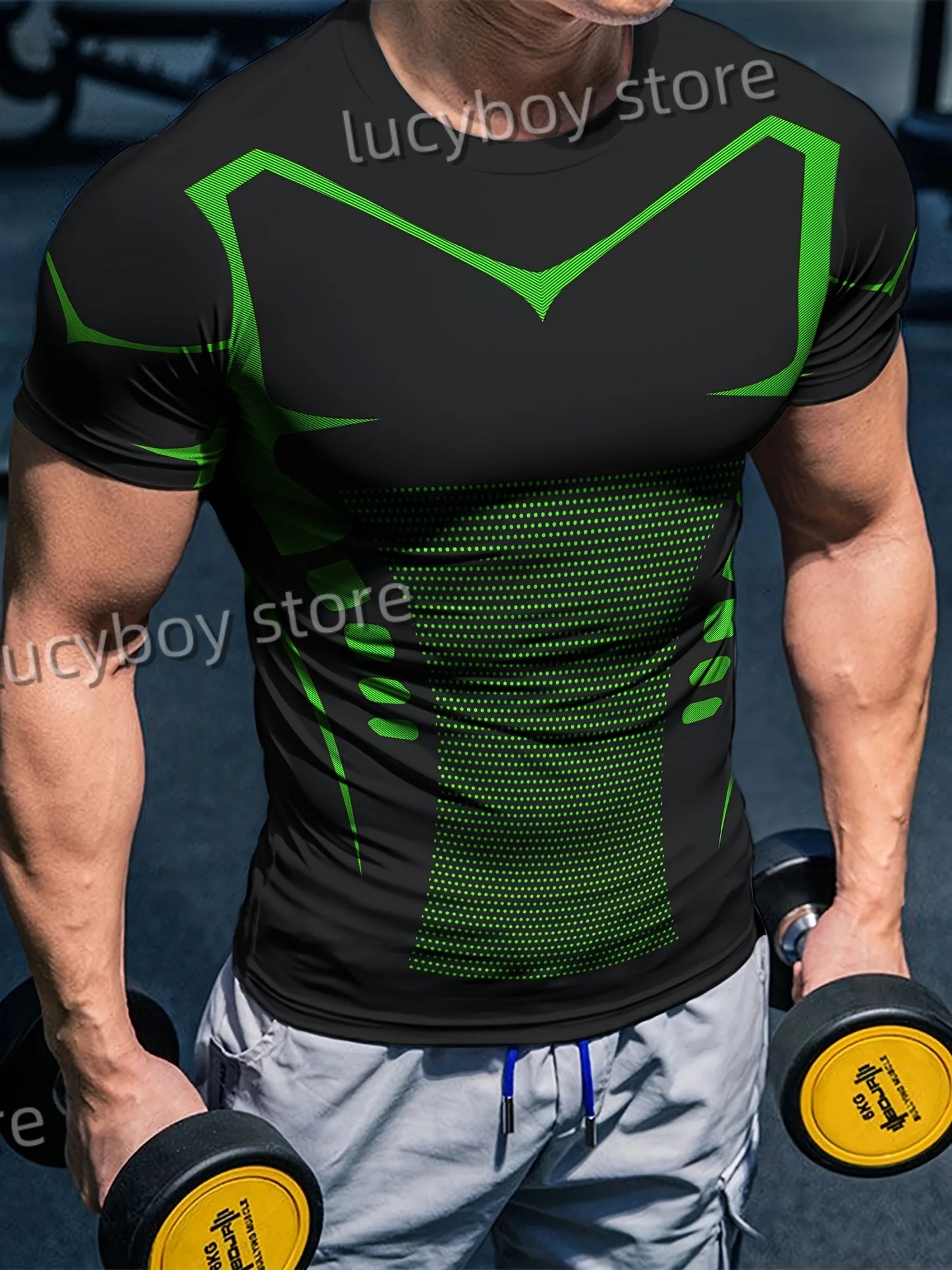 Camiseta de Entrenamiento para Hombre – T-shirt Color Block, Gym, Running y Fitness, Manga Corta y Secado Rápido