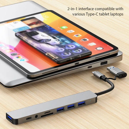 8 in 1 USB C Expander Hub Type-C Splitter Multiport Adapter Dock for Xiaomi Phone Tablet USB 3.0 with 4K DisplayPort