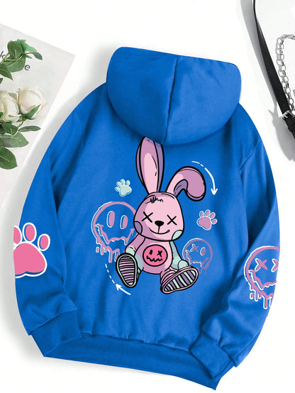 Sudadera Oversize Mujer Estilo Hip Hop | Hoodie Casual Estampado con Felpa Cálida Otoño Invierno
