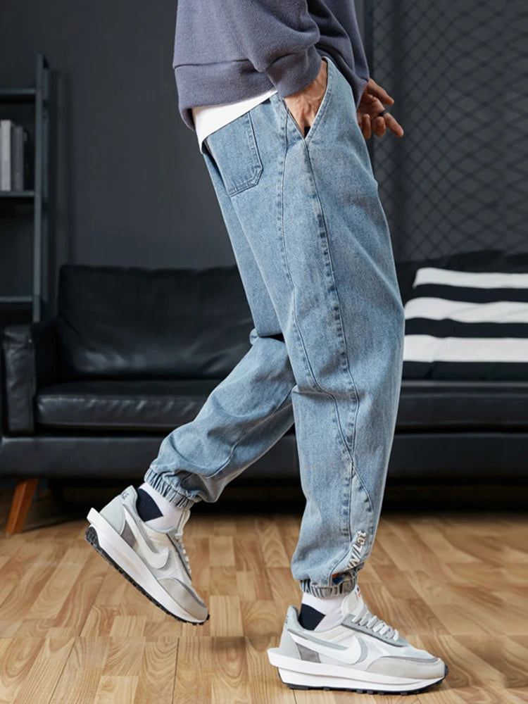 Jeans Jogger Hombre Tallas Grandes 6XL–8XL | Pantalón Cargo Denim Streetwear Negro y Azul