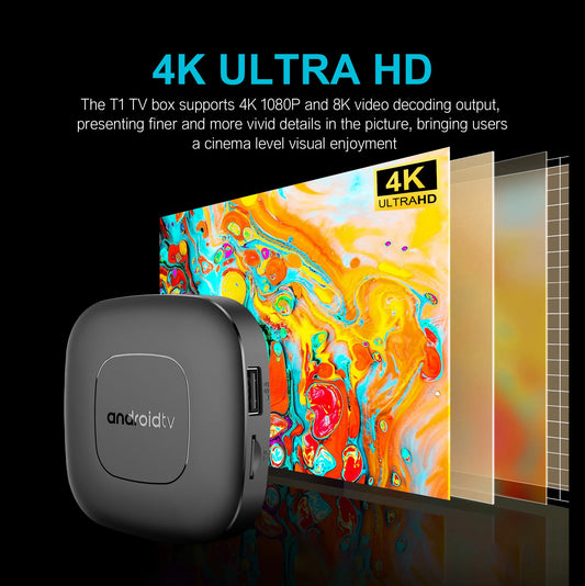Mortal T1 Smart TV Box Android 14 WIFI6 4K HDR Bluetooth Home Theater con Control de Voz