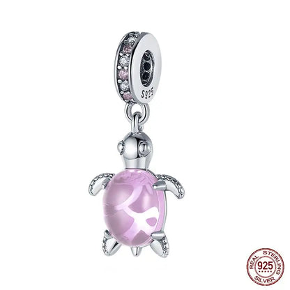Charm Serie Océano en Plata 925 – Abalorios Tortuga, Cangrejo y Sirena para Pulsera Original Mujer