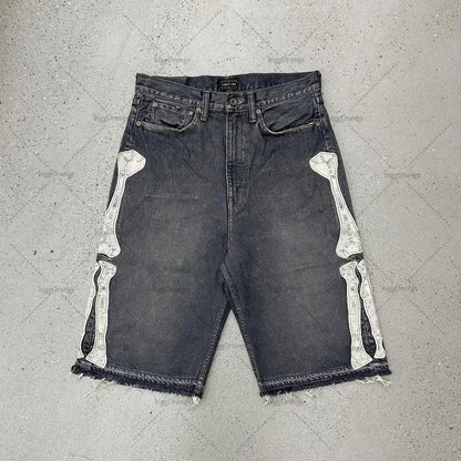 Shorts Oversize American Street Harajuku – Denim Retro con Bordado de Letras, Jeans Sueltos y Casual para Hombre y Mujer Y2K
