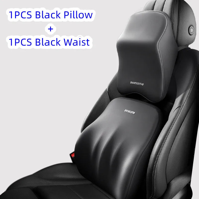 Cojín Lumbar y de Cuello para Coche en Memory Foam | Almohada Universal Ergonómica para Asiento con Soporte y Confort