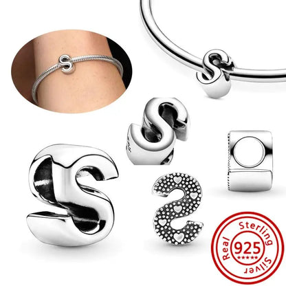 Charm Letras A–Z Plata 925 | Alfabeto Completo | Compatible Pandora Pulseras DIY