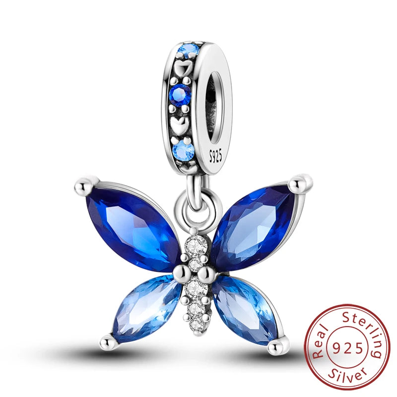 Charm de Plata 925 Luciérnaga y Mariposa Luminoso – Abalorio Brillante para Pulseras Originales