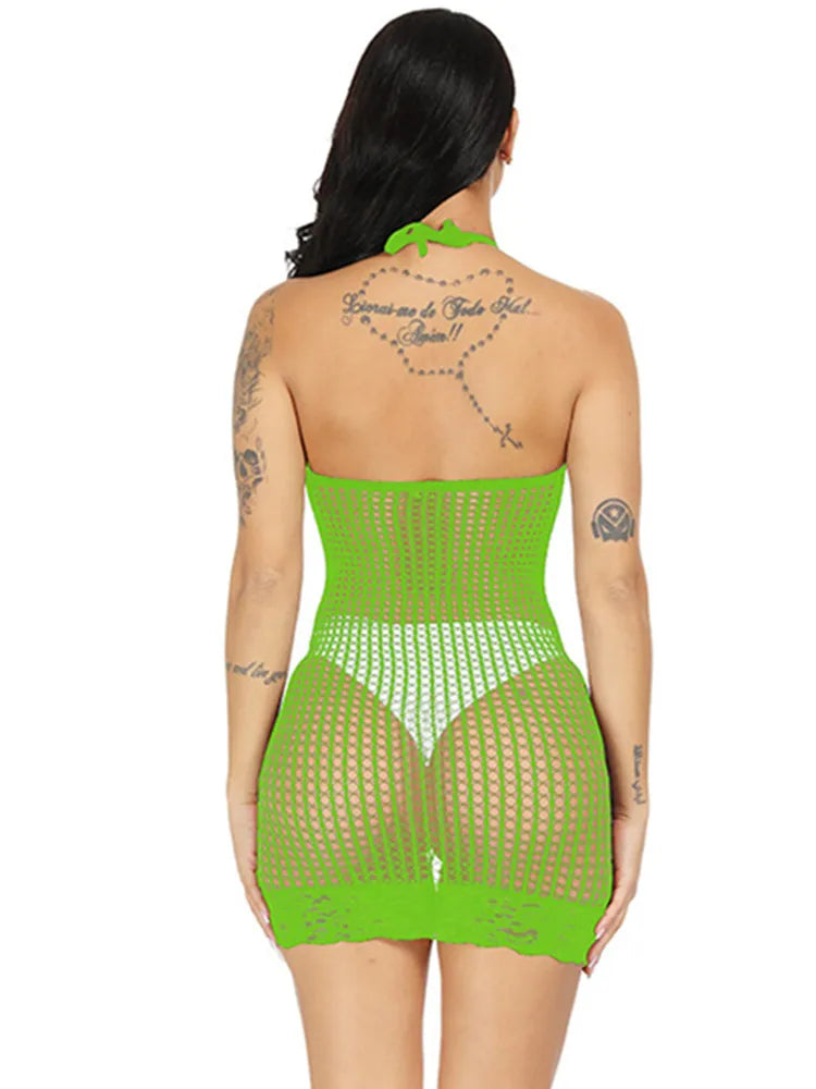 Vestido Bodycon Mujer 2025 | Lencería Erótica de Malla Transparente