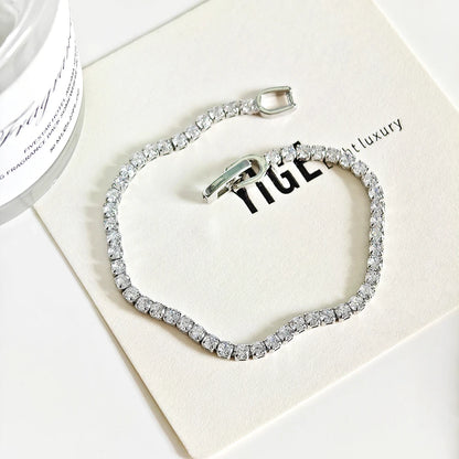 Luxury 4mm Round Silver Color on Hand Bracelet Bangle for Women Anniversary Gift Jewelry Bulk Sell Free Shipping Items S5650