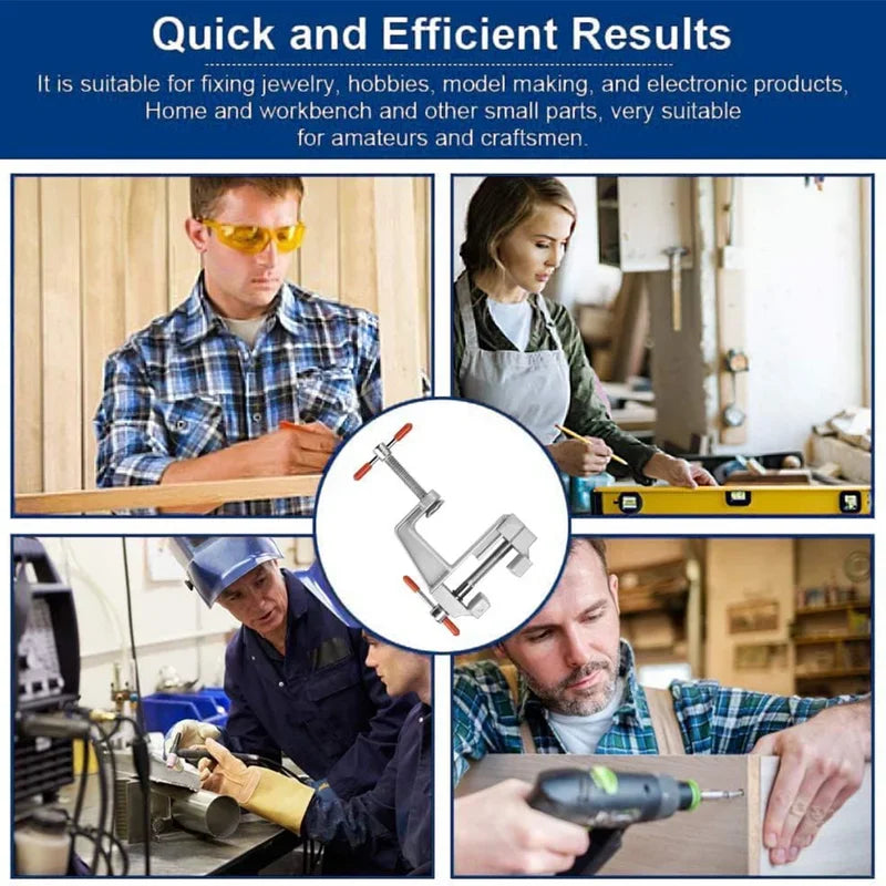 Mini Tornillo de Banco 3.5" de Aluminio | Mordaza de Mesa Multiusos con Rotación 360° para Joyería, Manualidades y Hobby