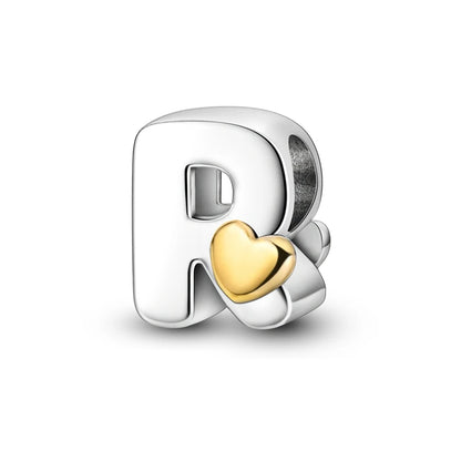 Charm letras alfabeto inglés de plata 925 – Colgante inicial A-Z para pulsera tipo Pandora, joyería DIY personalizada