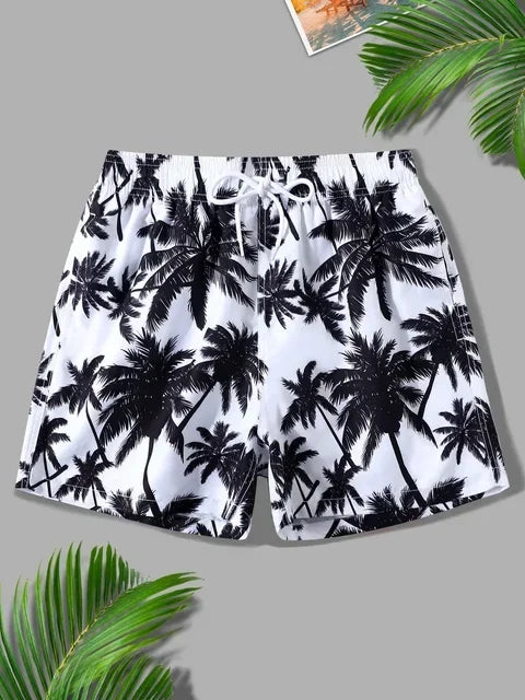 Bañador Hombre Verano | Pantalones Cortos Playa con Estampado 3D de Palmeras – Shorts Transpirables Surf y Natación