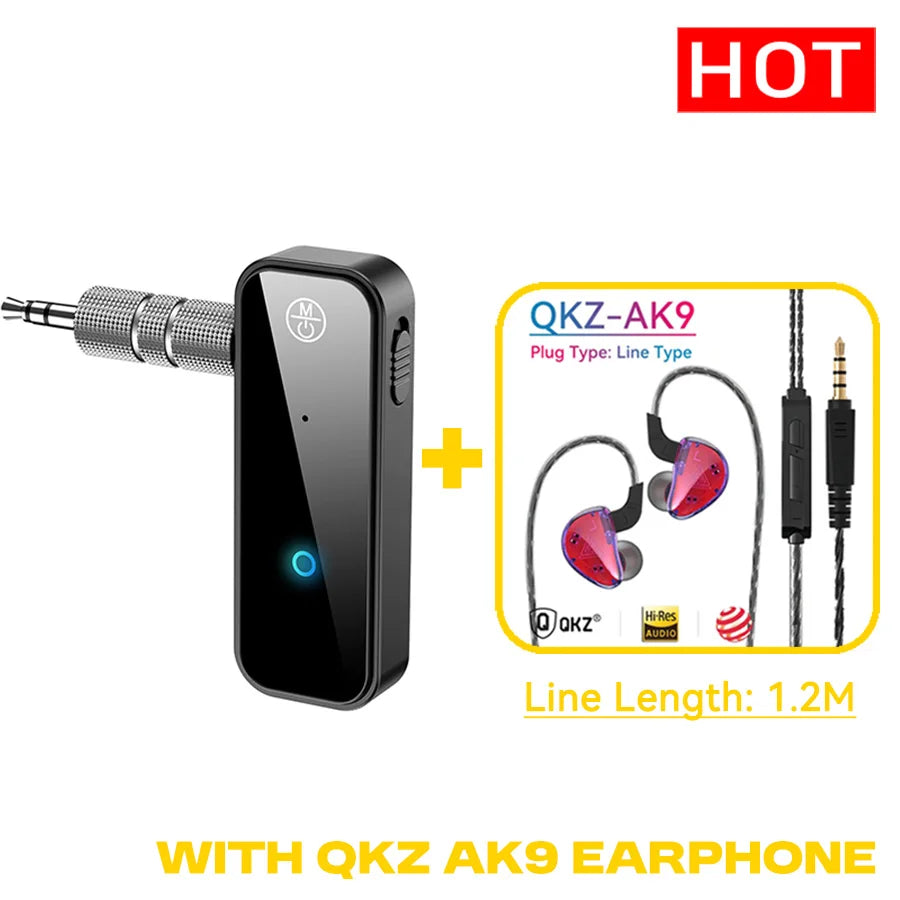 Adaptador Bluetooth 5.3 2 en 1 – Transmisor y receptor inalámbrico con conector 3.5mm para coche, auriculares y altavoces