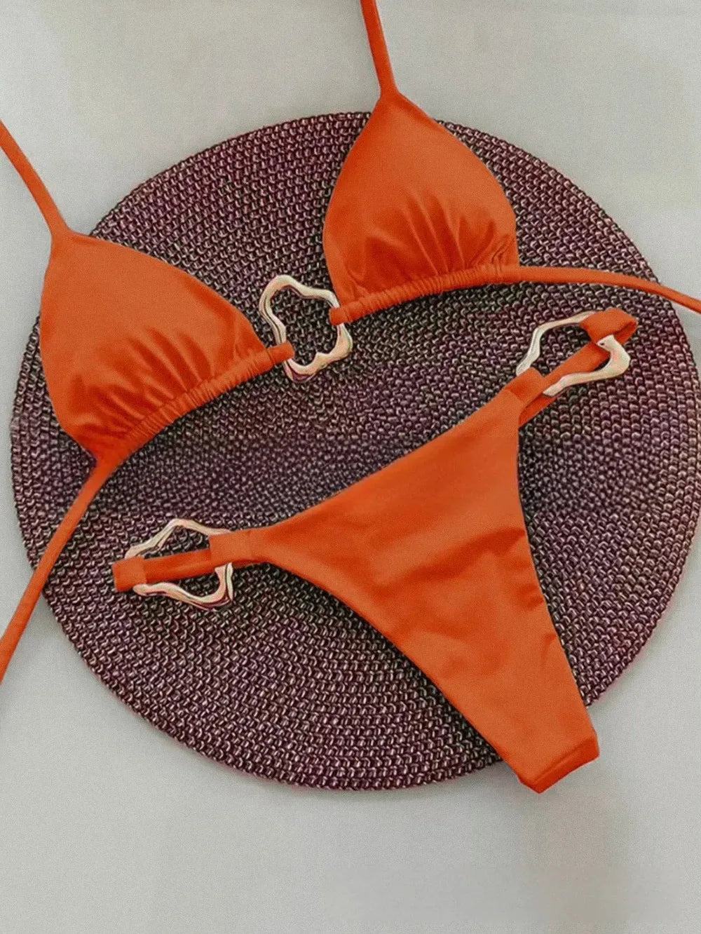 Bikini Sexy Mujer 2 Piezas | Traje de Baño Sólido con Lazos Ajustables