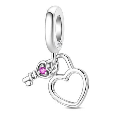 Charm Corazón Mamá e Hija en Plata 925 – Colgante Clásico para Pulseras Tipo Pandora, Regalo Día de la Madre