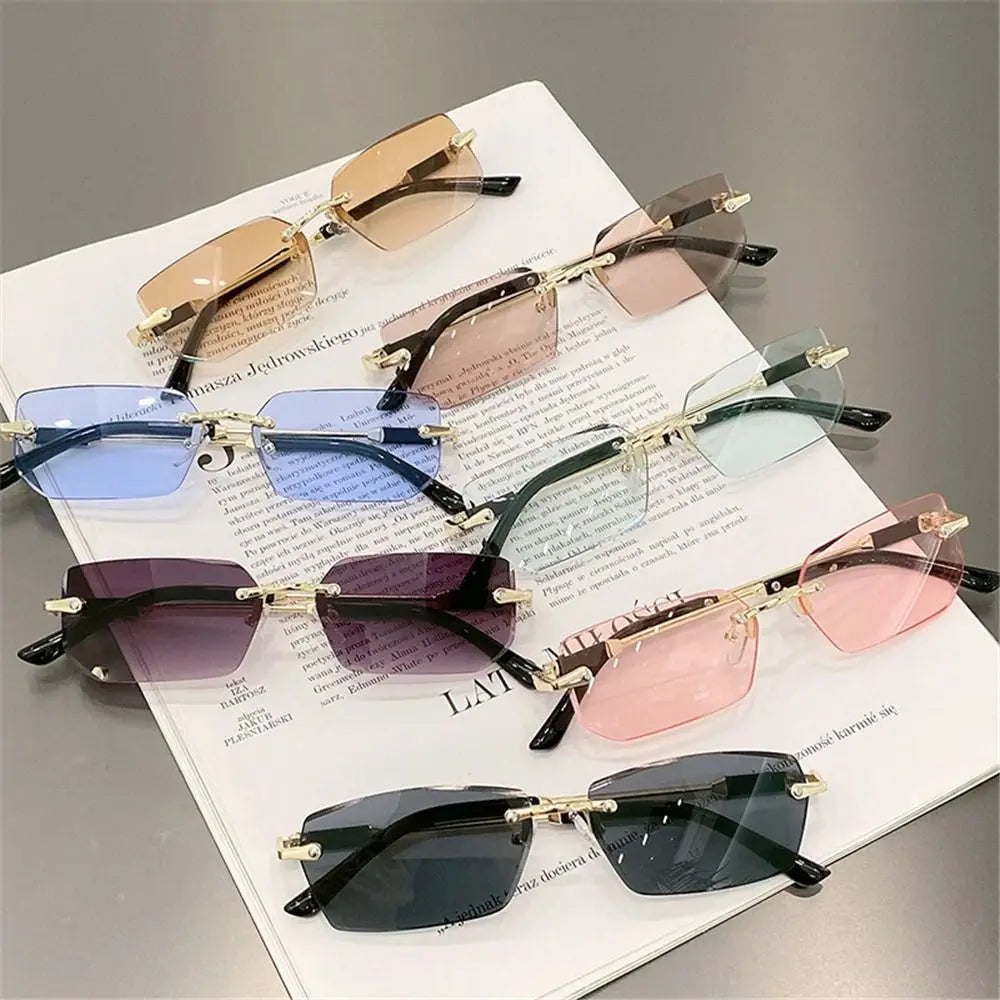 Gafas de Sol Sin Montura Unisex | Rectangulares Retro UV400 para Mujer y Hombre