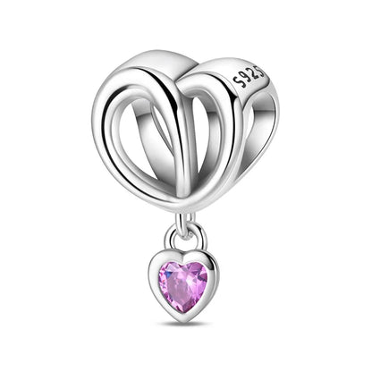 Charm Corazón Mamá e Hija en Plata 925 – Colgante Clásico para Pulseras Tipo Pandora, Regalo Día de la Madre