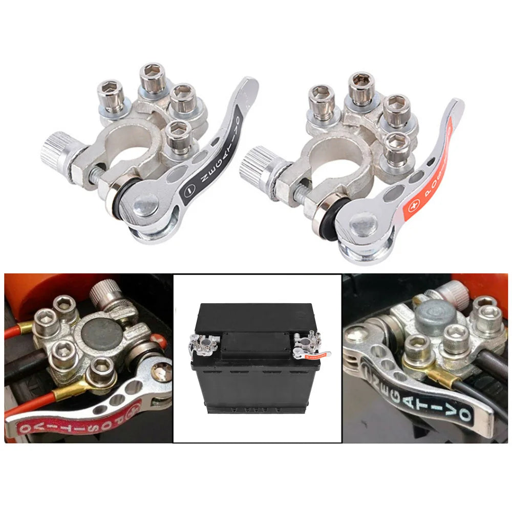 Terminales de Batería para Coche – Adaptador de Cable con Abrazaderas de Cobre, Conectores Rápidos Desconexión/Conexión para Baterías de Auto