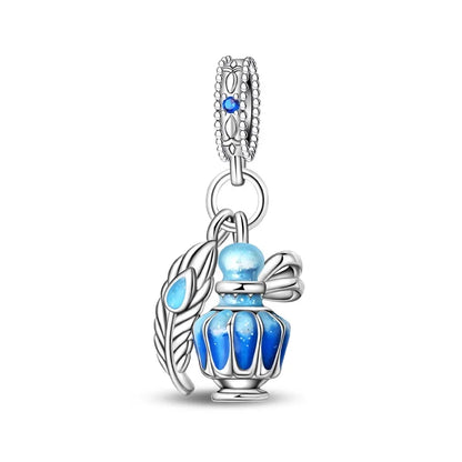 Charm Botella de Perfume en Plata 925 con Corona Rosa – Abalorio Romántico para Pulseras Tipo Qikaola, Regalo San Valentín