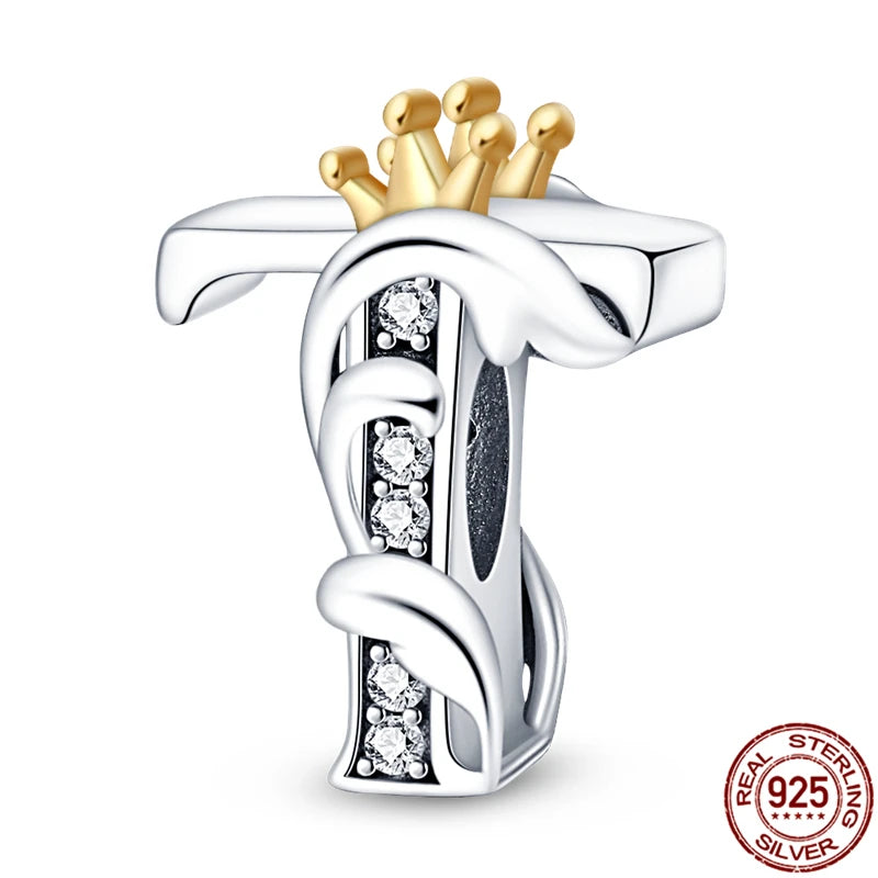 Charm letra A-Z en plata 925 – Abalorio inicial alfabeto para pulseras o collares tipo Pandora, joyería personalizada mujer