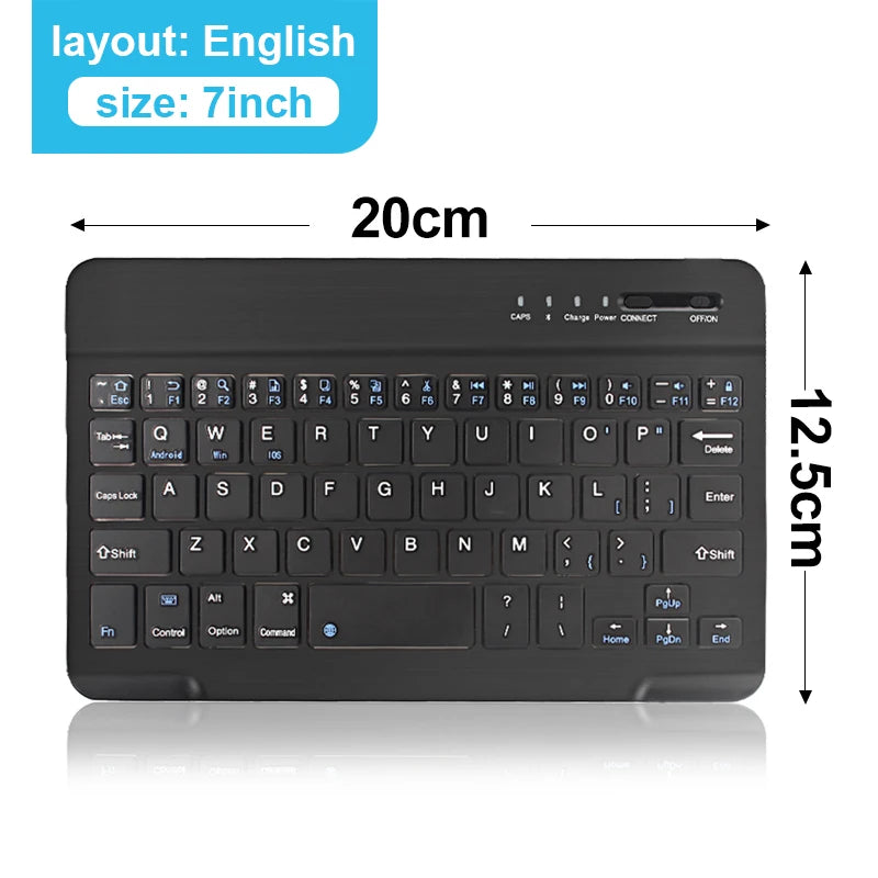 Teclado Bluetooth Universal para iPad, Samsung, Xiaomi y Tablets – Teclado Inalámbrico Portátil 7/10” con Batería Recargable