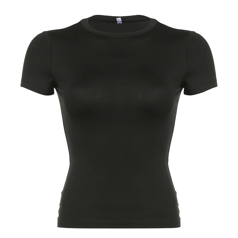 Crop Top Básico Mujer Verano | Camiseta Corta Manga Corta Ajustada Estilo Y2K Casual Streetwear