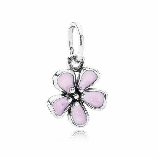 Charm Plata 925 Flores Rosadas | Cerezo y Margarita Brillante Compatible Pandora