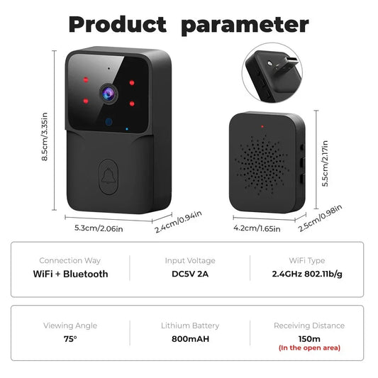 Timbre inteligente Tuya WiFi con cámara – Timbre inalámbrico compatible con Alexa y Google, batería recargable y visión nocturna