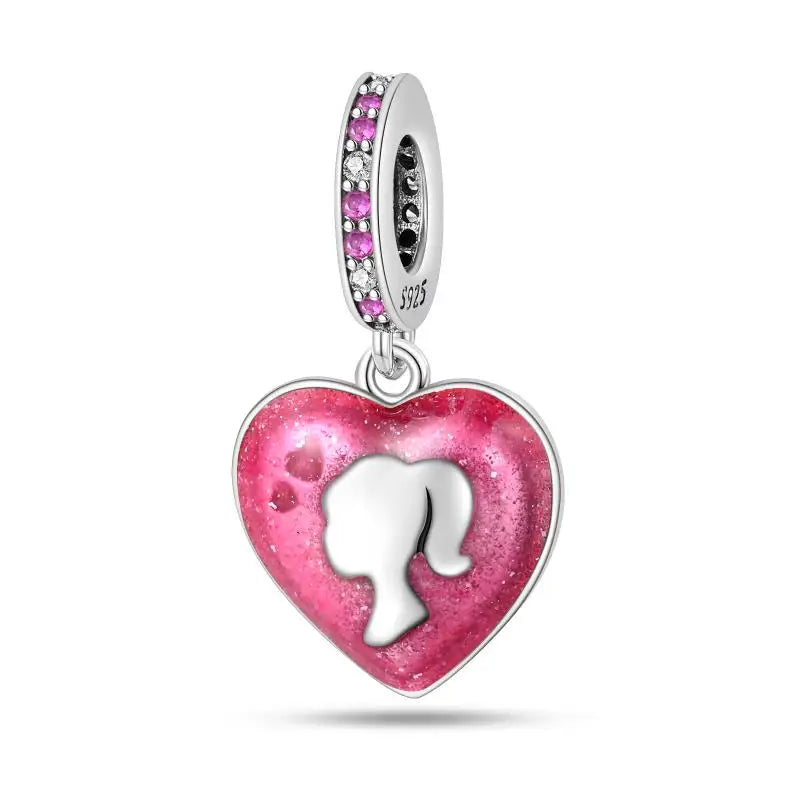 Charm Espejo Mágico Princesa Ángel Rosa en Plata 925 – Beads Compatibles Pandora Mujer Joyería DIY