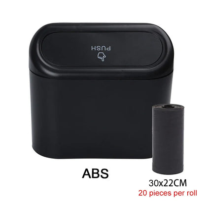 1PC Leak-Proof Small Car Trash Can with Lid Mini Garbage Can with 60/300 Disposable Bags for Vehicle Interior Organization