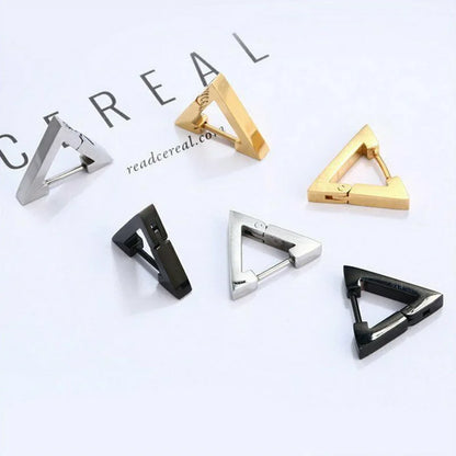 Aretes Punk Triangulares – Acero Inoxidable Hipoalergénico Unisex, Estilo Moderno y Duradero