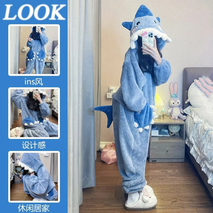 Pijama Enterizo Mujer Tiburón Unicornio | Kigurumi Invierno Cosplay