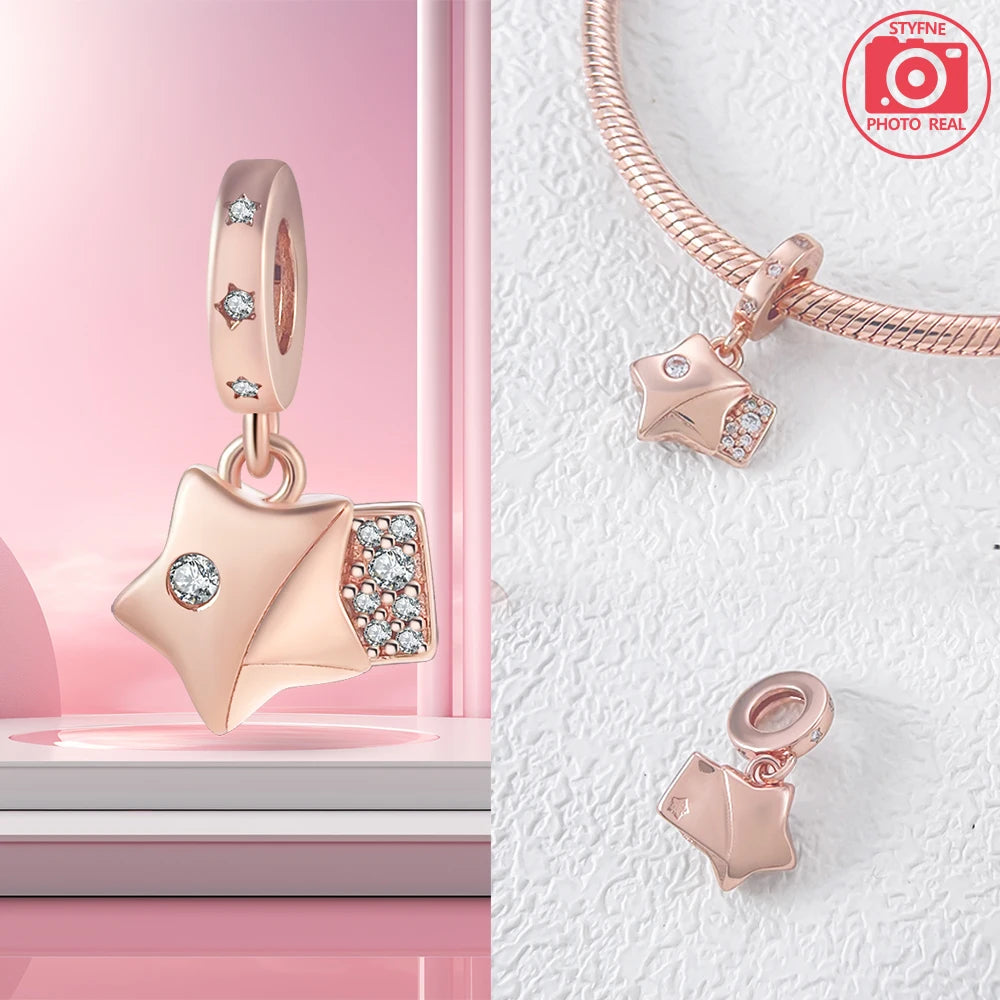 Charm Colgante Pareja Plata 925 y Oro Rosa | Compatible Pandora Original | Pulsera o Collar Mujer
